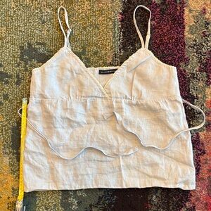 Brandy Melville light blue Tank Top with pointelle lace trim